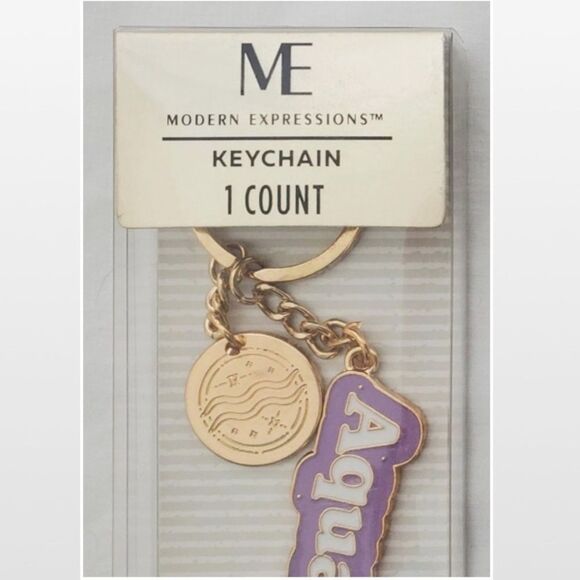 New Coffee Mug Orange & Keychain Purple Set Aquarius Zodiac Astrology NWT - Picture 5 of 16